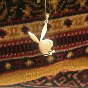 14k real gold Playboy bunny necklace pendant charm